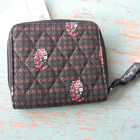 NWT VERA BRADLEY MINI ZIP COMPACT WALLET HOUNDSTOOTH BROWN - Picture 4 of 6